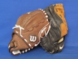 2 Youth Baseball Gloves/Mitts – 1 is Wilson A44D – Other hard to read