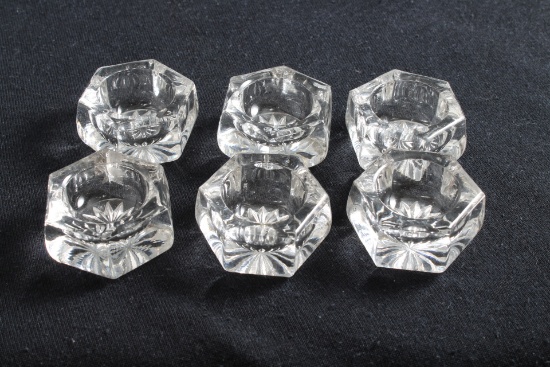 6 Vintage Crystal Salt Dips