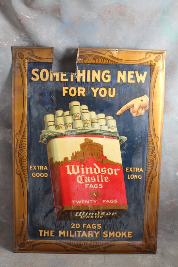 Vintage Windsor Castle FAGS Cigarettes Sign Metal over Cardboard 21" x 15"