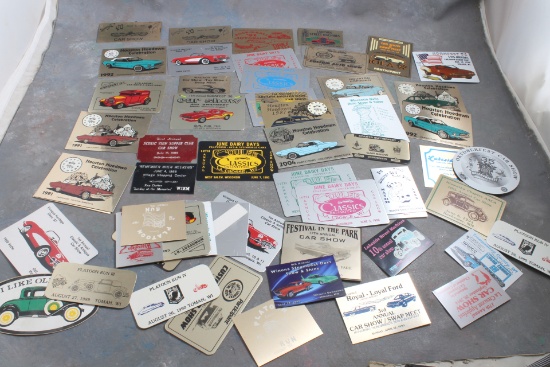 Large Lot Vintage Car Show  Swap Meet Advertising Magnets, Stickers Etc.