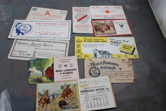 10 Antique Advertising Ink Blotters Arm & Hammer, Dependable Motors, Yellow Page