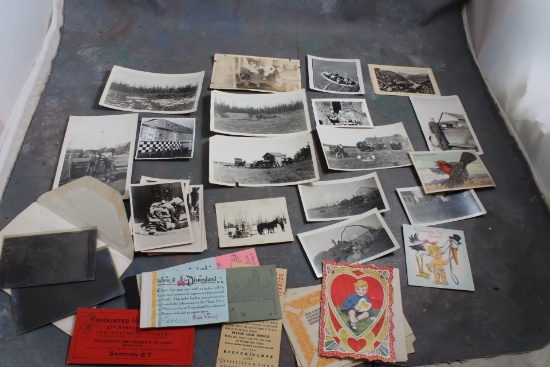 Lot Old Photos Liberation of Paris, Mitiltary, Agriculture, Prize Certificates, Greeting