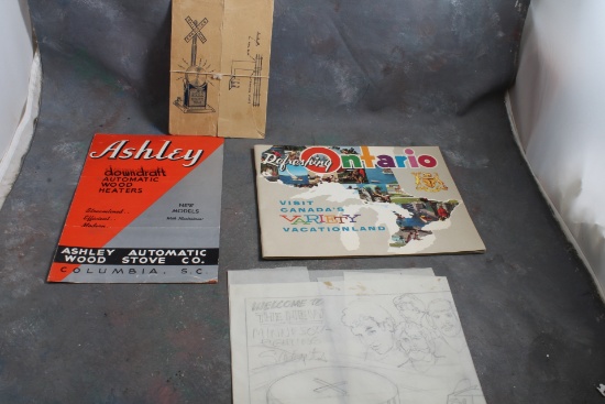 Mid-Century Paper Lot Ontario Vacationland Brochure, Louis Marx Railroad