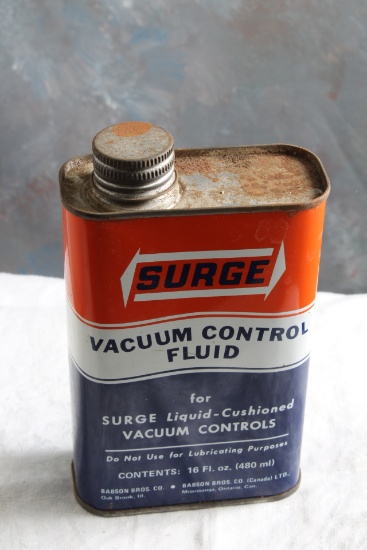 Vintage Surge Vacuum Control Fluid Advertising Can 1 Pint Size