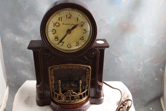 Vintage MASTERCRAFTERS Fire Place Motion Clock Animated Flame