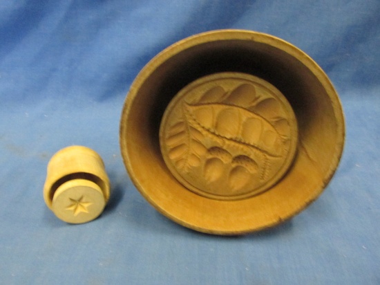 2 Wooden Buttermolds for 3 1/2” Round Butter (serving/presentation) & 1 1/4” Pats