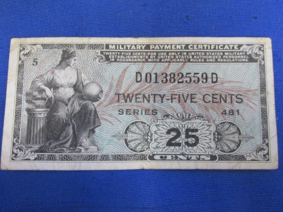 Vintage US Military Scrip 1948 MPC 25 cent