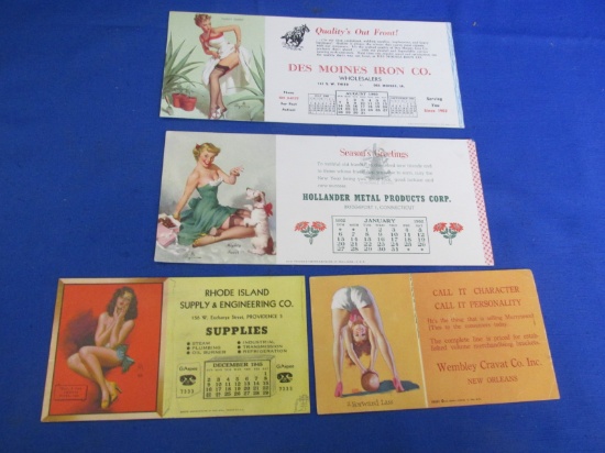 4 Pin-up Blotters: 3 have Calendars: 1952, 1960 & 1945, the n Wembly Cravat Co. 1935