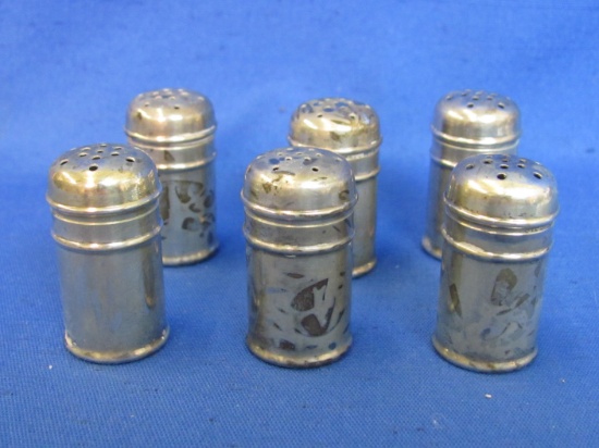 Set of 6 Mini Sterling Silver Salt Shakers – 1 3/8” tall – Total weight is 42.1 grams