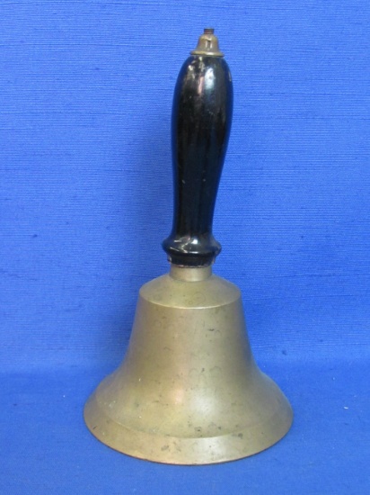 Brass Bell with Black Wood Handle – Iron Clapper – 6” tall – Nice sound
