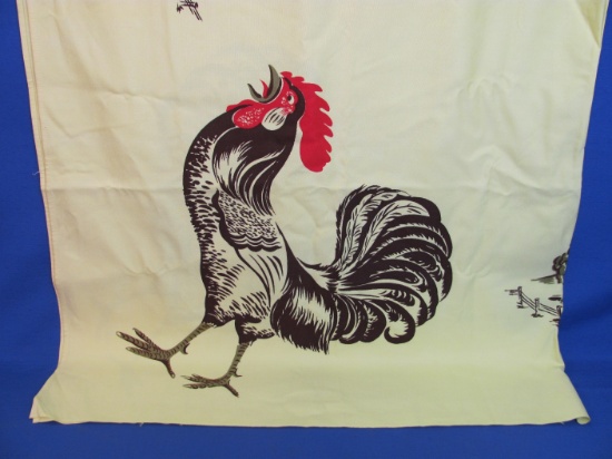 Fun Vintage Tablecloth – Yellow with Roosters & Country Theme – 50” x 54”