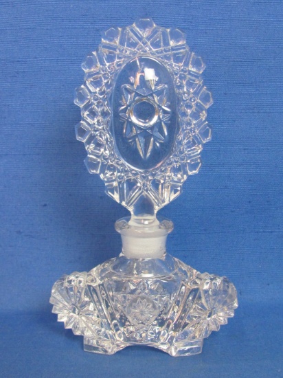Glass Perfume Bottle with Stopper – 6 3/4” tall – 4” wide