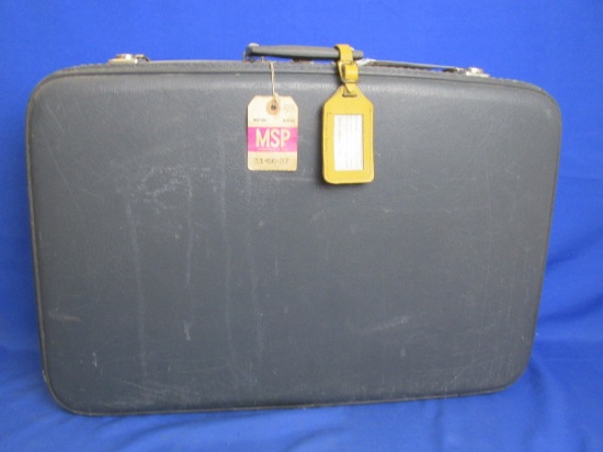 Vintage Suitcase – Hard Sided Luggage – Blue – 21” T x 16” L x 6” Deep