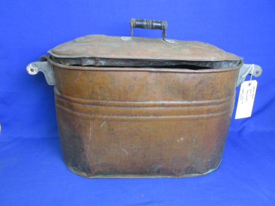 Vintage Copper Wash Tub with Cover – 13” T Oval Tub 22” L x 12 1/2” W