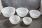 Fire King Complete Set of 5 White Swirl Mixing Bowls 5