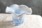 Lovely Moonstone Opalexcent Fluted Vase Blue & White 3