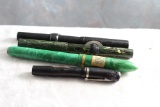 Lot of 4 Vintage Fountain Pens HIRITER 14 kt Gold Nib, 2 Made in Japan Unusual