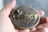 Vintage WDGY Radio 1130 Brass Belt Buckle Cowboy Hat 3D Design