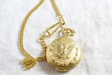 American Eagle Goldtone Pocket Watch with FOB in Working Condition