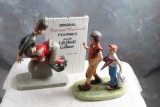 2 Vintage Norman Rockwell Football Figurines 1 is a STORE DISPLAY 1976 AND