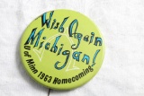 1963 U of M Gophers vs Michigan Homecoming Pinback Wish Again Michigan