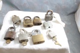 Lot of 9 Vintage Padlocks & Some Keys Trubilt 5 Disc Cylinder, American Lock Co