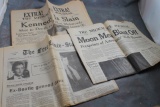 3 Vintage Historical Newspapers John Lennon Killed, JFK Killed 1969 Moon Landing