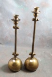 Pair of Vintage Brass Candlestick Holders 17 1/4