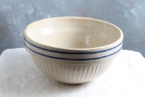 Vintage Red Wing Blue Band Vertical Ribbed Mixing Bowl 7 1/2