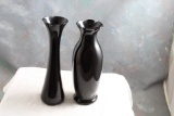 2 Vintage Black Amethyst Glass Vases 8