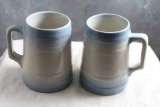 2 Blue & White Stoneware Beer Mugs 5