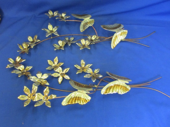 Vintage 80's Brass Flowers Wall Decoration – Home interior Decorating