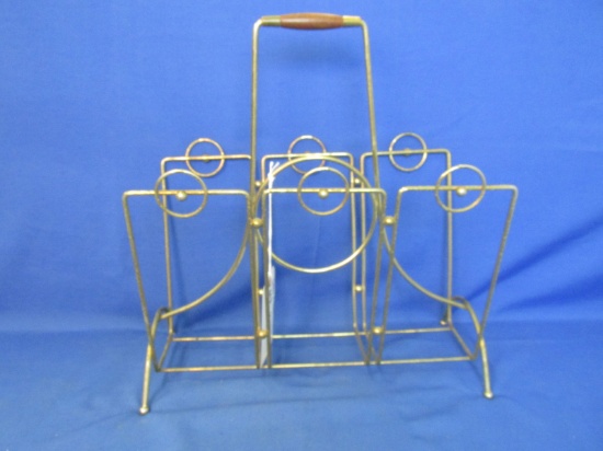 Brass Magazine Rack with Wooden handle grip – Mid century Modern