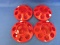 Lot of 4 1 Quart Red Plastic Chicken Feeder Bases  - 8 Holes – Each 6 1/4” DIA