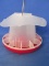 Plastic Feeder on  Metal Feet – 12 Holes – Red Poly base – Stands 10” T x 10” DIA