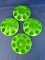 Lot of 4 1 Quart Green Plastic Chicken Feeder Bases  - 8 Holes – Each 6 1/4” DIA