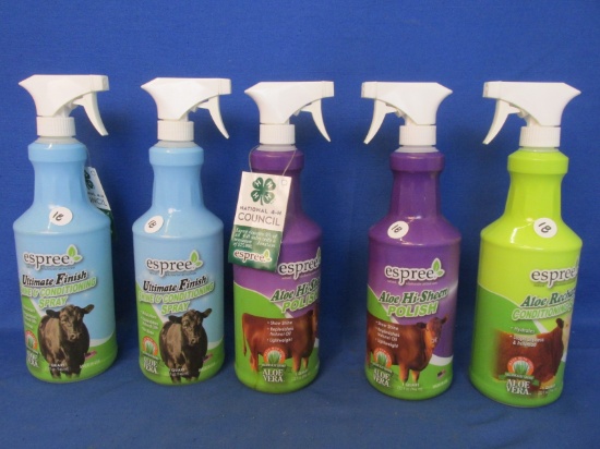 5 32 oz Spray Bottles of Asst. Espree Conditioners for Livestock