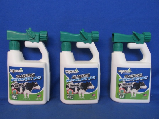 3 Bottles of Espree All Livestock Whitening Body Wash - hooks onto a Hose