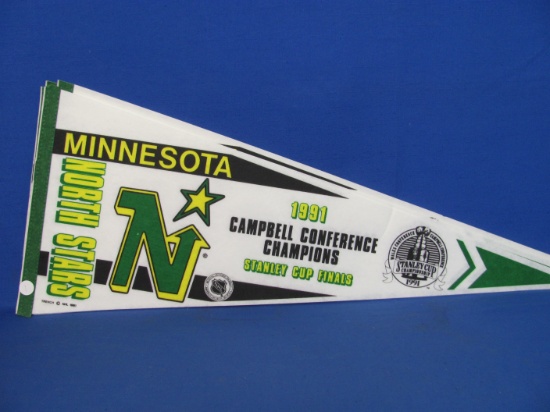 5 Minnesota North Stars NHL Pennants – 1991 Stanley Cup Championship – 30” long