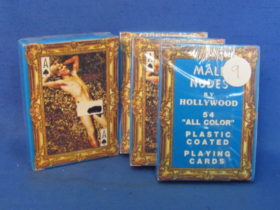 4 Decks of Sealed Playing Cards: Male Nudes by Hollywood