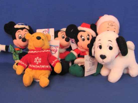Lot of 6 Stuffed Toys: Charlie Brown – Mickey & Minnie Mouse – Winnie the Pooh