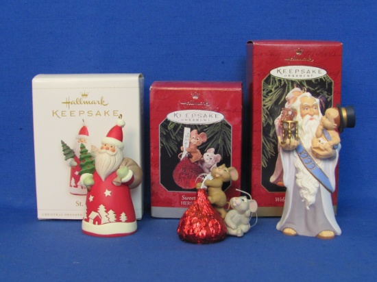 3 Hallmark Ornaments in Boxes: 2006 St. Nick – 1998 Hersey's Sweet Treat