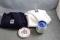 4 Vintage Maytag Advertising Items Navy & White Sweater, Coasters & Pen/Pencil Desk Cup