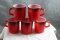 5 Vintage Fire King Stackable Mugs Two Tone Color Red & Brown D Handle