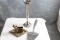 Avon Silverplate Bud Vase, Antique Matchbox Ashtray Combo, Norge Cheese Slicer