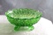 Fenton Glass Daisy Button Pattern 7-Up Green Footed Bowl 7 1/2