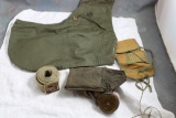 Vintage U.S. Military Personal Gear, Belt, Sewing Kit, WWII 1943 Field Jacket Hood