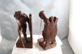 Pair of Vintage Wooden Native Full Body Bookends Measure 10