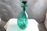 Art Glass Bubble with Pontil Large Bottle with Stopper 10 3/4