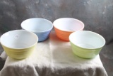 4 Vintage Pastel Glass Ribbed Cereal Bowls No chips or cracks